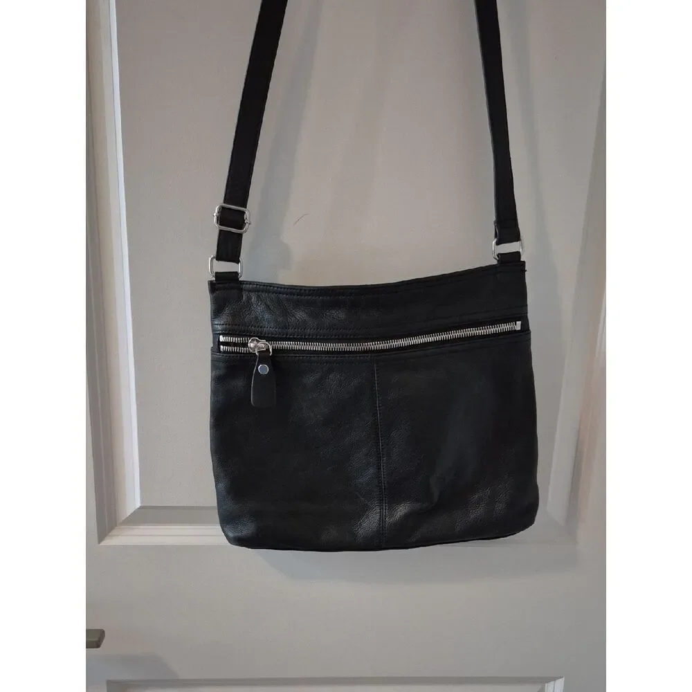 Margot Anthropologie Black Leather Slim Crossbody Bag